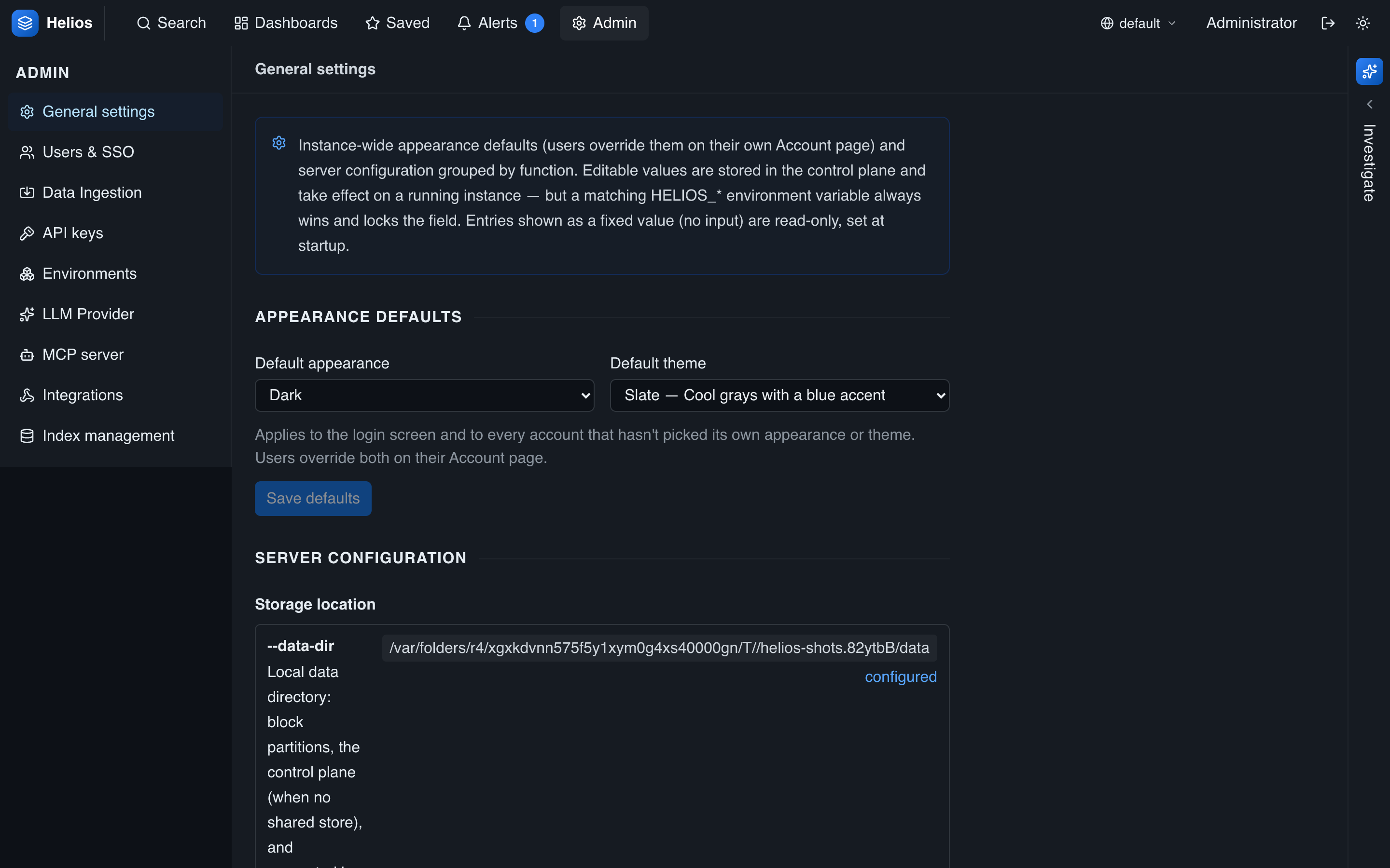 General settings, where several hardening-relevant server tunables live